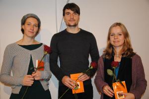 Preisträger:innen 2012: Elisabeth Steinkellner, Sascha Kokot, Andra Schwarz (vlnr.)